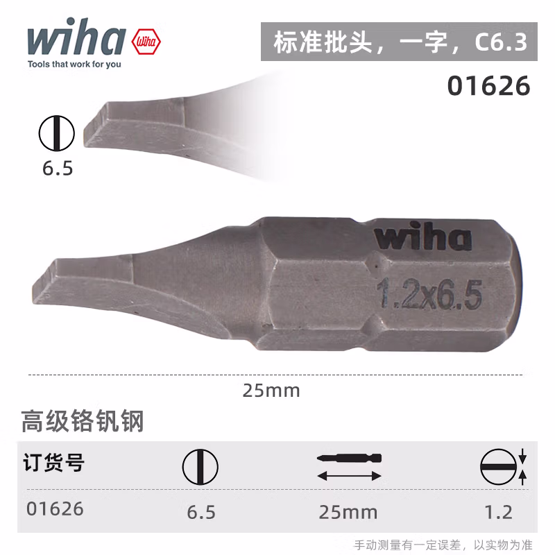 WIHA/威汉 标准批头 C6.3x25mm 01626