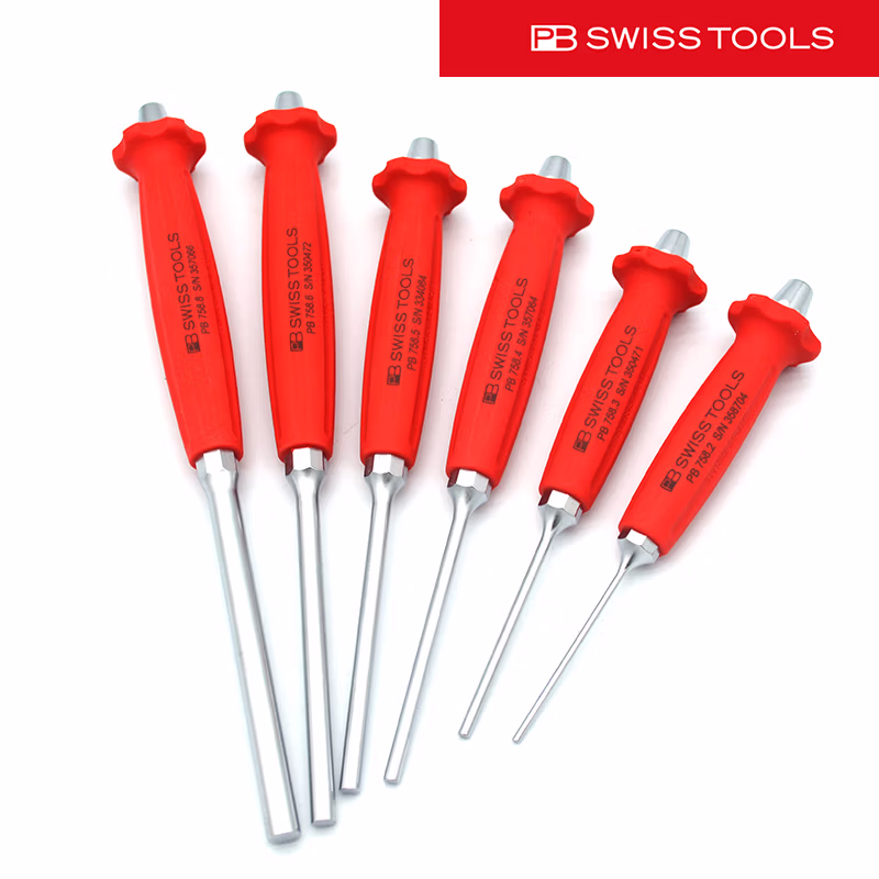 PB SWISS TOOLS/ 瑞铂 带手柄销式冲头6件套 PB 758.SET
