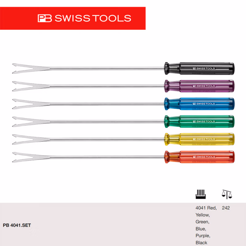 PB SWISS TOOLS/ 瑞铂 6色装二齿火锅叉套装 PB 4041.SET