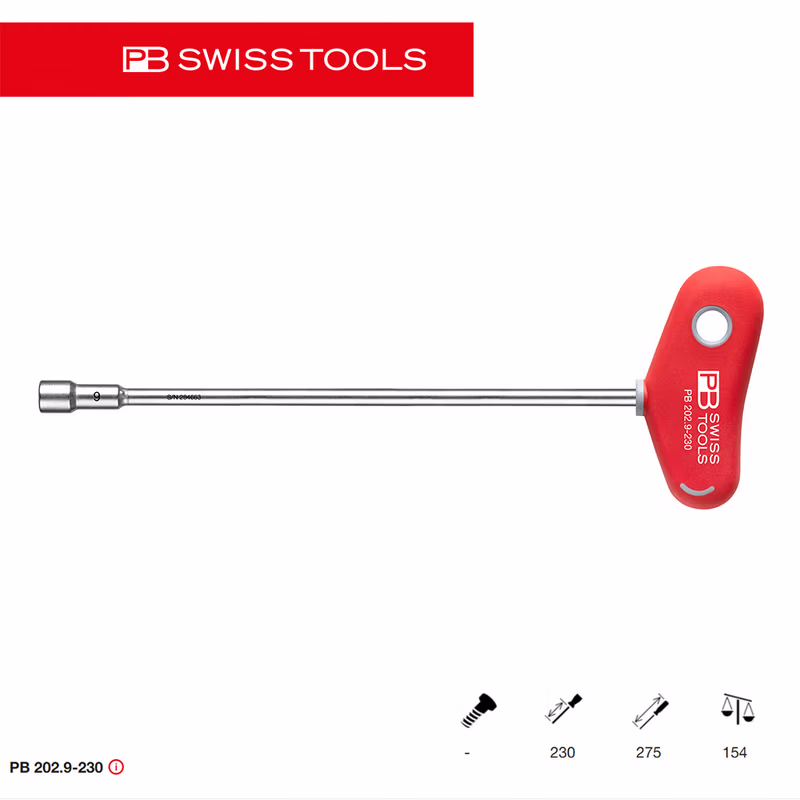 PB SWISS TOOLS/ 瑞铂 T形套筒螺母扳手 9.0×230 PB 202.9-230