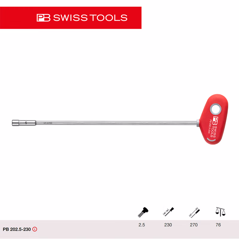 PB SWISS TOOLS/ 瑞铂 T形套筒螺母扳手 5.0×230 PB 202.5-230
