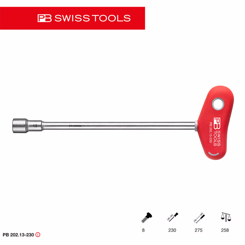 PB SWISS TOOLS/ 瑞铂 T形套筒螺母扳手 13×230 PB 202.13-230