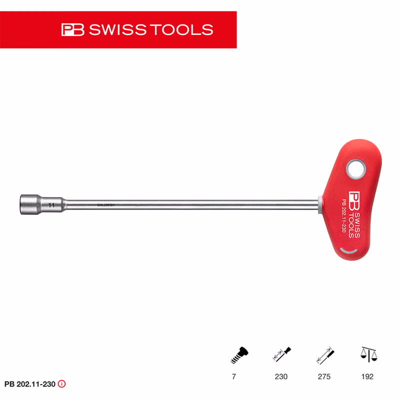 PB SWISS TOOLS/ 瑞铂 T形套筒螺母扳手 11×230 PB 202.11-230
