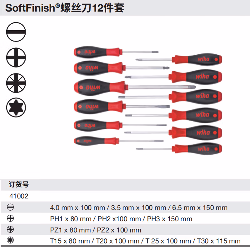 WIHA/威汉 SoftFinish螺丝刀12件套 41002