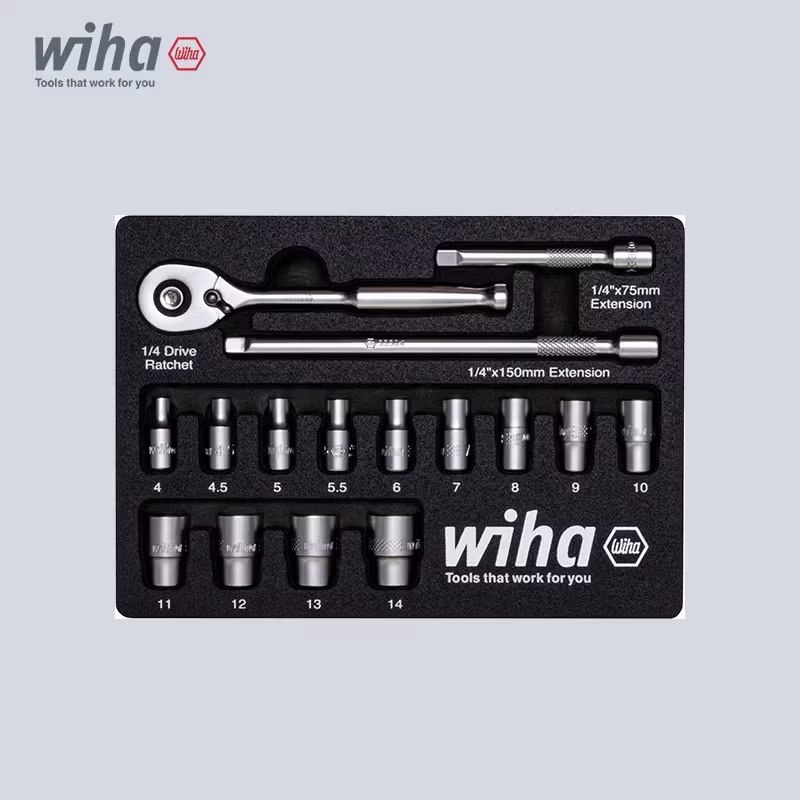 WIHA/威汉 1/4”棘轮套筒扳手16件套 44683