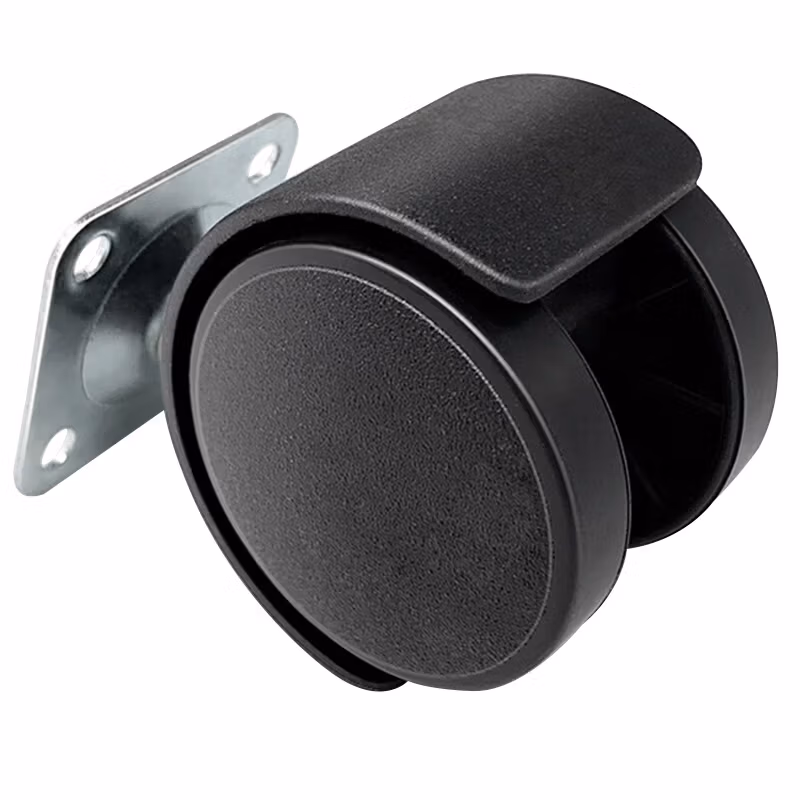 海斯迪克平板万向轮 办公椅轮子轮转椅平板脚轮HKsq-298 1.5寸塑料平板轮带刹车