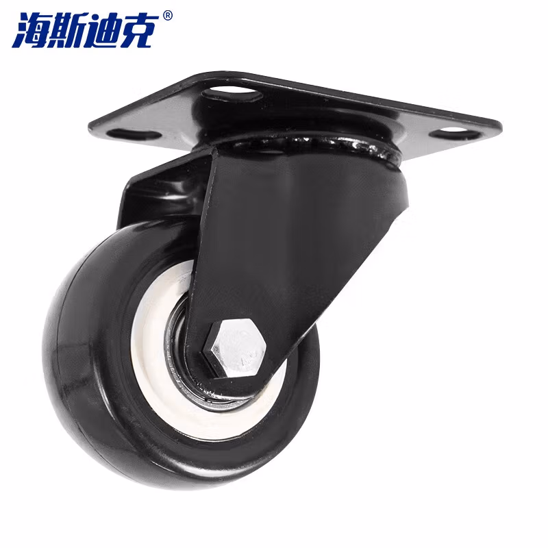 海斯迪克黑色金钻轮 PVC双轴承家具轮轱辘办公椅轻音脚轮HKsq-293 2寸 定向轮