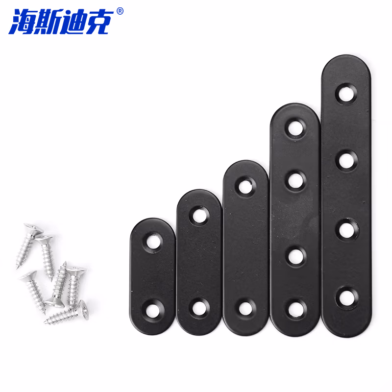 海斯迪克黑色不锈钢一字型角码直片角铁（配螺丝）HKsq-476 76×17×2mm