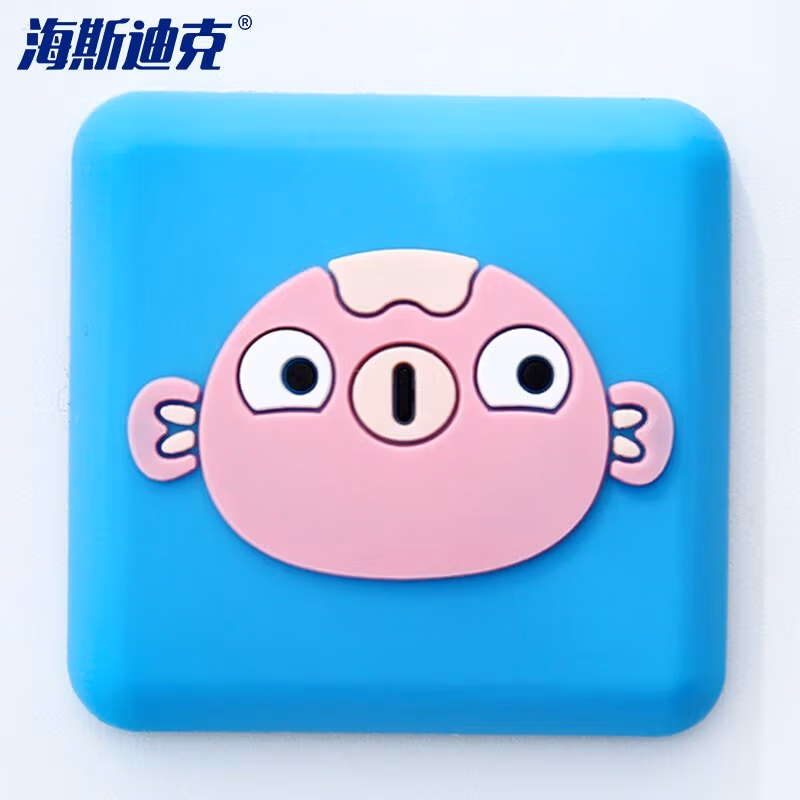 海斯迪克硅胶防撞垫 门后把手门吸防撞贴垫 卡通防撞贴门把手门后加厚防撞贴HKsq-384 蓝色方形小鱼6个