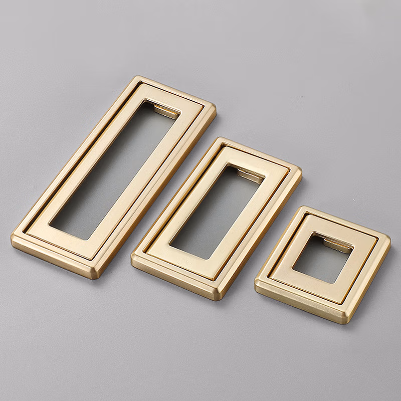 海斯迪克抽屉免打孔平面拉手把手家具床头柜暗扣手榻榻米隐形明装拉手HKsq-399 平面金色32孔距