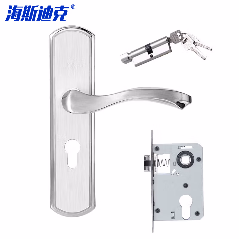 海斯迪克不锈钢面板锁 防火室内门锁卧室执手锁房门锁 轻音房门锁HKsq-332 小50锁F款(10套)