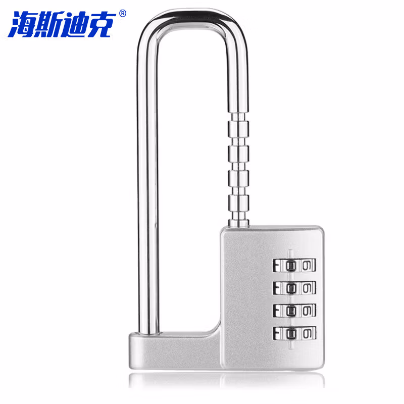 海斯迪克U型锁加长可调节密码锁挂锁 房门衣柜门把手锁防盗窗锁工具箱锁HKsq-324 银色1把