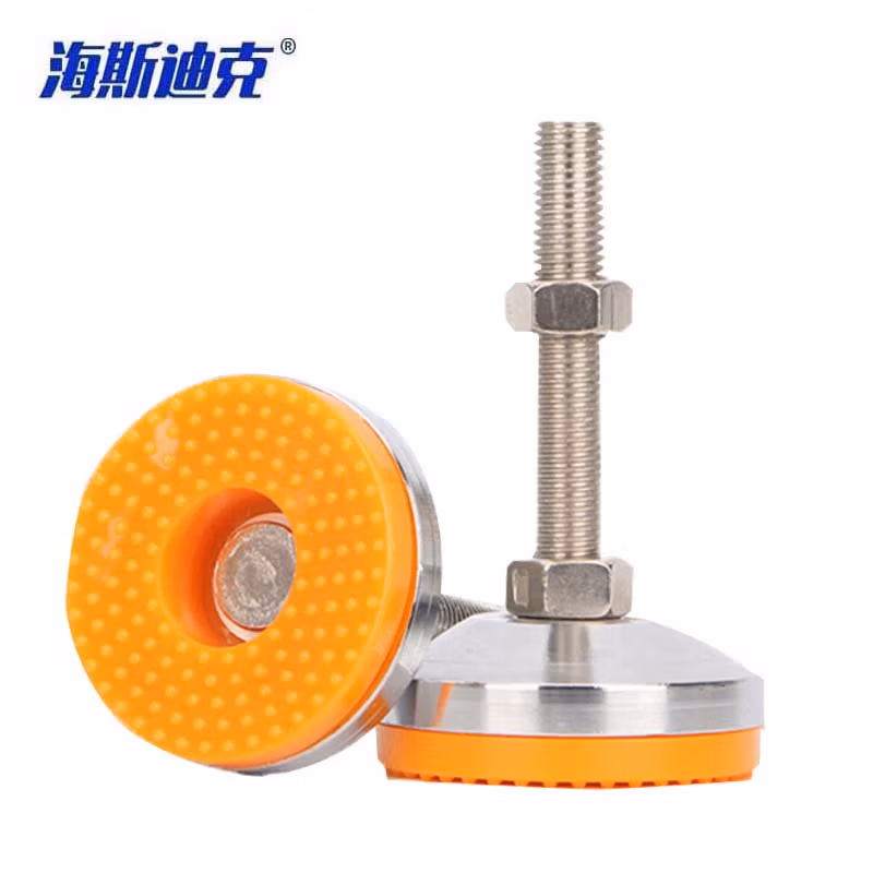 海斯迪克HKYC-52 不锈钢机器地脚 重型橡胶机床调节防滑脚杯 D60×m8×100