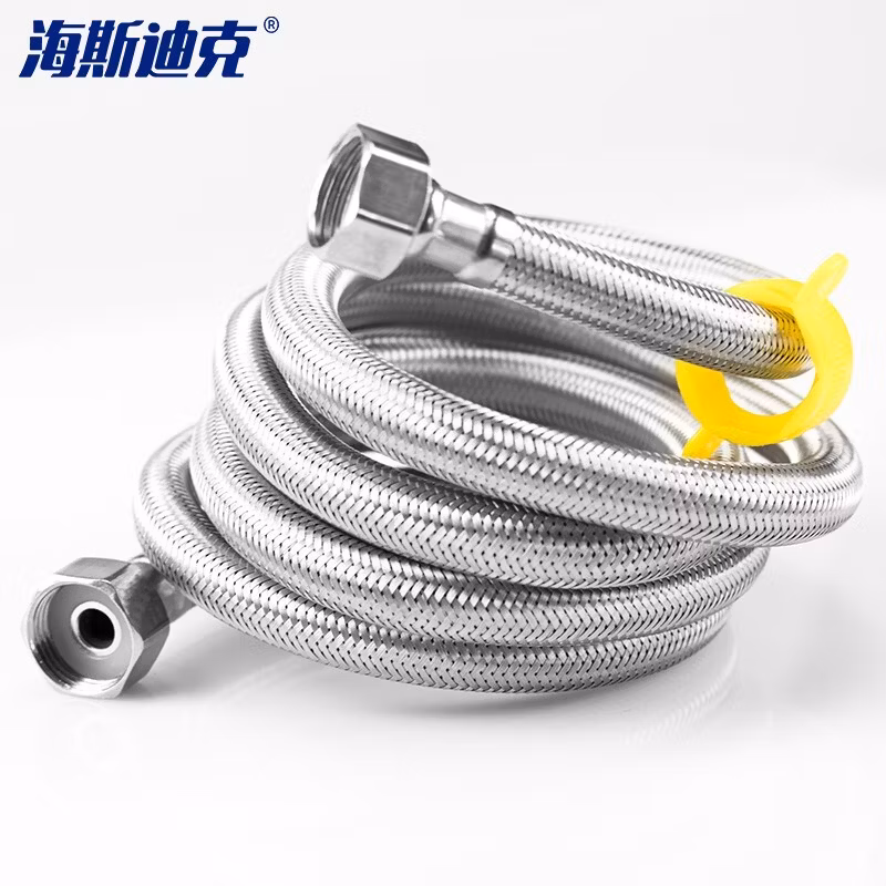 海斯迪克HKSY-117 304不锈钢编织管 冷热进水软管 高压金属连接四风进水管 60cm (304钢丝带小扳手)