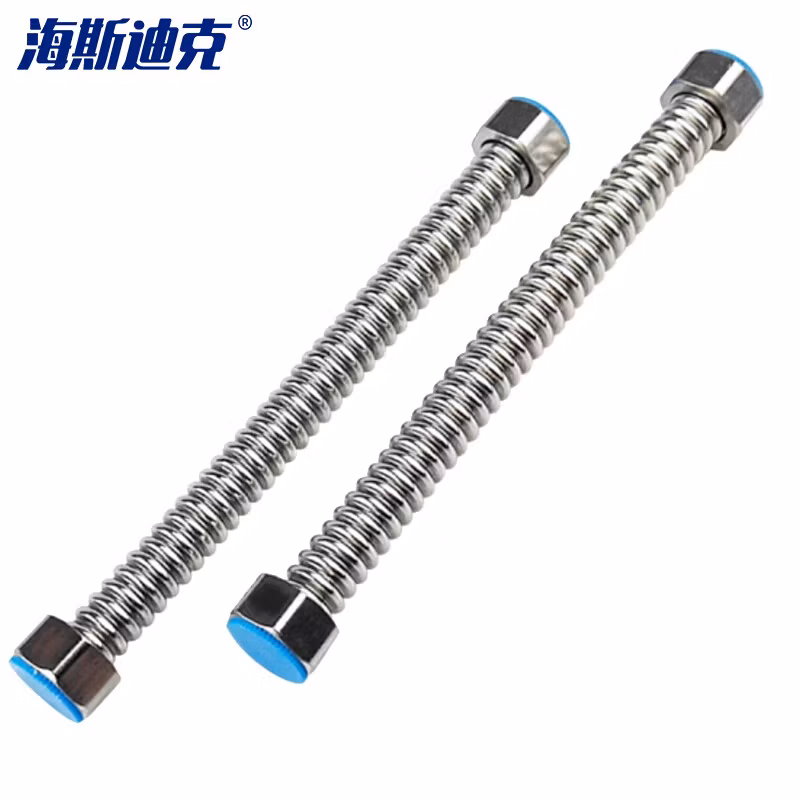 海斯迪克HKSY-118 304不锈钢进水软管 冷热防爆金属软管上水管波纹管(10条） 2米 304管+304帽