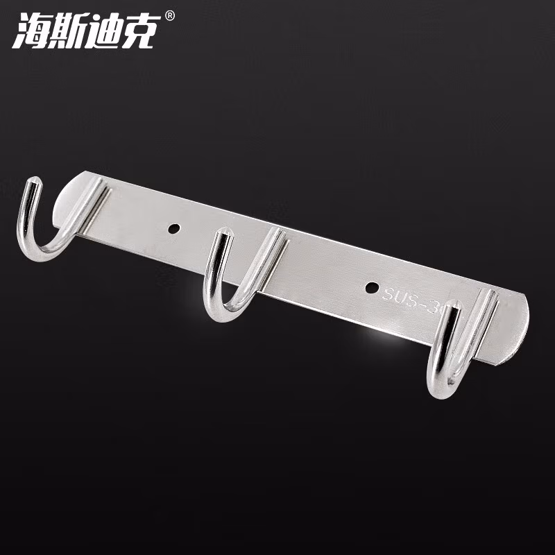 HYSTIC/海斯迪克 HKsq-192 不锈钢实心挂钩 不锈钢衣钩排钩挂衣钩 厨卫挂件卫生间毛巾勾 3钩