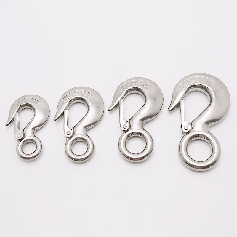 HYSTIC/海斯迪克 HKsq-15 304不锈钢眼型货钩 起重吊钩 防脱羊角滑钩 129.5mm