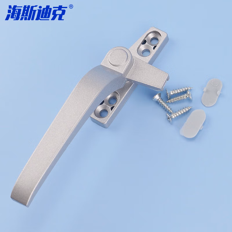 HYSTIC/海斯迪克 HKsq-149 窗户把手 50型锌合金单点平开窗执手 外开窗户7字窗锁 幕墙上悬窗拉手 银灰色左执手