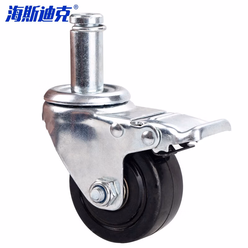 HYSTIC/海斯迪克 HKqy-66 耐磨防静电脚轮 大插杆脚轮轻音转向轮 工业周转车轮子 3寸刹车