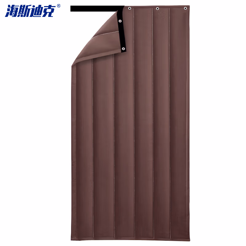 海斯迪克 防寒保暖挡风加棉门帘 商场加厚防风隔音保温隔断挂帘HKsq-481 无窗咖啡色(牛津布) 宽130*高230cm