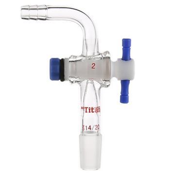 Titan/泰坦 90°抽气接头，具四氟节门塞，磨口：14/20 特优级，TA381420，1个 TA381420