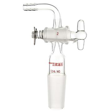 Titan/泰坦 90°抽气接头，玻璃节门，磨口：24/40，2mm节门孔径 特优级，TA752440，1个 TA752440