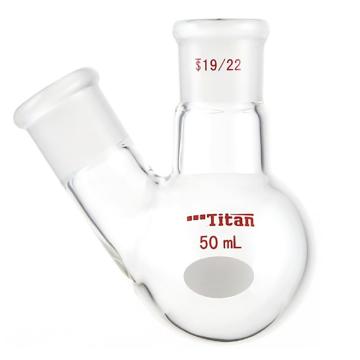 Titan/泰坦 厚壁斜两口瓶，高强度，中间磨口：19/22，侧磨口：19/22，50ml 特优级 爆款，TF419950，1个 TF419950