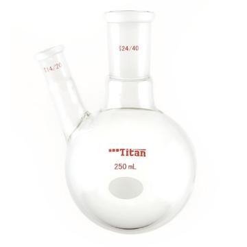 Titan/泰坦 厚壁斜两口瓶，高强度，中间磨口：24/40，侧磨口：14/20，250ml 特优级，TF414251，个/，1个 TF414251