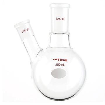 Titan/泰坦 厚壁斜两口瓶，高强度，中间磨口：24/40，侧磨口：19/22，250ml 特优级，TF414259，个/，1个 TF414259