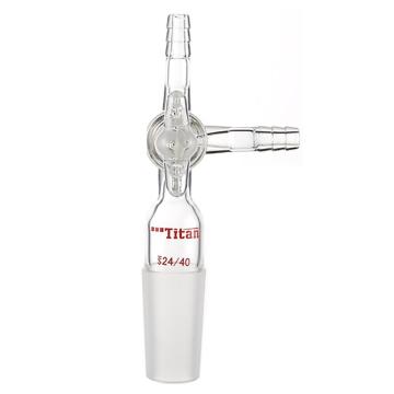 Titan/泰坦 三通接头，外磨口：24/40，具2mmT型三通玻璃节门 特优级，TA682440G，1个 TA682440G