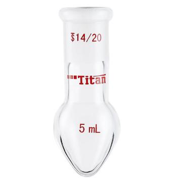 Titan/泰坦 厚壁鸡心磨口烧瓶，高强度，磨口：14/20，5ml，脖加长15mm 特优级，TF321405L，1个 TF321405L