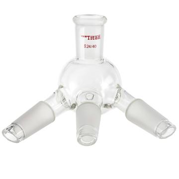 Titan/泰坦 三通蒸馏接受管（流入与流出口夹角为105°），具小咀，磨口：24/40 特优级，TD682440，1个 TD682440