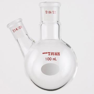 Titan/泰坦 厚壁斜两口瓶，高强度，中间磨口：19/22，侧磨口：14/20，100ml 特优级，TF411900，个/，1个 TF411900