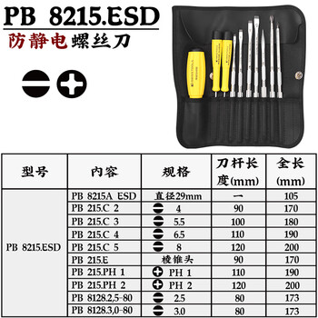 PB SWISS TOOLS/ 瑞铂 防静电可换杆螺丝刀柄 PB 8215.A ESD
