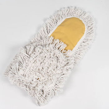 海斯迪克 HKF-8 大堂尘推黄白色 加厚粗线棉纱地拖 110cm带杆整套