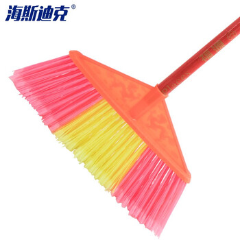 海斯迪克 HKQS-102 开丝硬毛塑料扫把 双龙开丝(配木杆)34cm毛宽【10把】