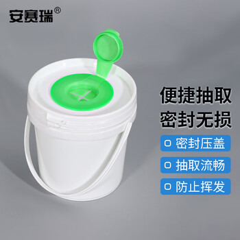 安赛瑞 湿巾桶 密封抽拉式塑料纸巾桶 化工酒精消毒桶 不含纸巾 白色带提手 1L （个） 6A00461