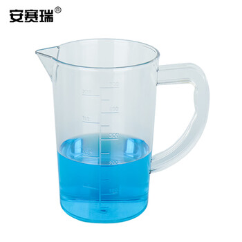 安赛瑞 量杯 PC透明带刻度大容量量筒 实验室带把手计量杯 500ml（个） 6A00671