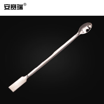 安赛瑞 不锈钢药匙 实验室取样勺子化学试剂药勺 厚款双头一勺一方 175mm（个） 601453