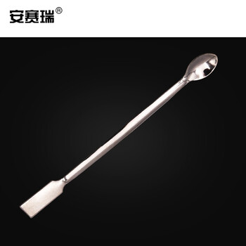 安赛瑞 不锈钢药匙 实验室取样勺子化学试剂药勺 厚款双头一勺一方 200mm（个） 601454