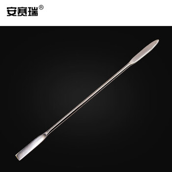 安赛瑞 不锈钢微量药匙 实验室取样药刮化学试剂药勺 厚款双头一平一尖 180mm（个） 601469
