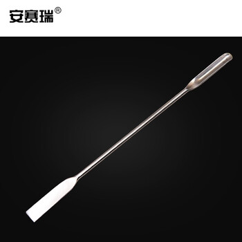 安赛瑞 不锈钢微量药匙 槽型药刮 实验室取样勺化学试剂药勺 厚款双头一平一槽 180mm（个） 601470