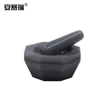安赛瑞 玛瑙研钵（带研棒）捣药研磨杵玛瑙乳钵 耐磨 化工实验 制药 内径 160mm（套） 610012