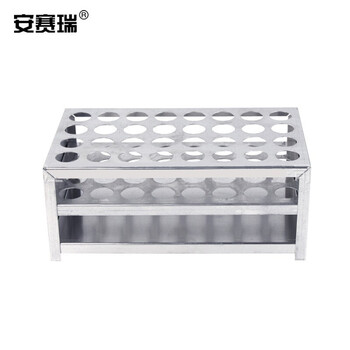 安赛瑞 金属试管架 实验室铝合金样品管架比色管架离心管架 17.5×10×7cm 孔径16mm 32孔（个） 600504