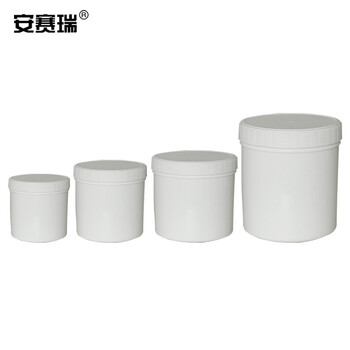 安赛瑞 螺旋罐带内盖（2个装）实验室塑料罐广口样品分装罐带盖包装密封罐油墨罐 乳白色 300ml（包） 600562