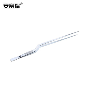 安赛瑞 不锈钢枪状镊 实验室组培镊采耳镊子弯头维修工具镊 23cm（个） 600731