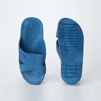 谋福 托鞋黑色蓝色SPU/PVC交叉拖鞋防滑工鞋无尘车间ESD拖鞋(SPU交叉拖鞋蓝色 43) 100032144417