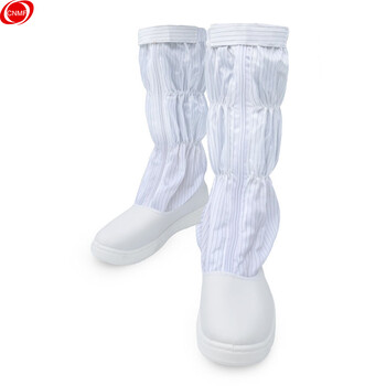 谋福 158防防静电高筒靴（ PU长筒白色条纹 38码） 100005477135