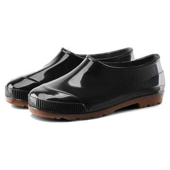 谋福 254 浅口春秋男雨鞋低帮套脚水鞋防水防滑鞋厨师鞋黑色牛筋底PVC胶鞋  白色 40 100021719840