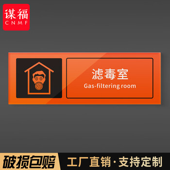谋福 人防标识牌 应急出入口工程指示消防民防警示牌 防空标志标牌（滤毒间50*17cm） 100078377126